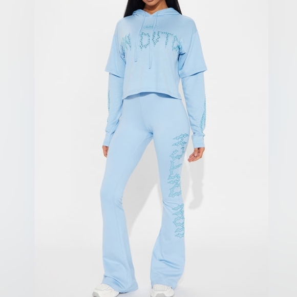 Von Dutch Fire Racer Rhinestone Flared Pant - Blue - Picture 3 of 5